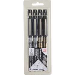 Kuretake | ZIG® Cartoonist™ Mangaka Black Assortment set — 8 black pens