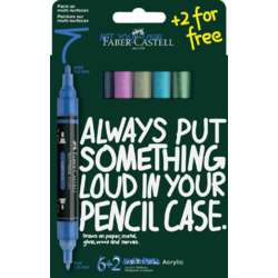 FABER-CASTELL | MULTIMARK ACRYLIC marker ○ double-ended — 6 + 2 pack 'Frost'