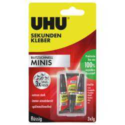 UHU® | Instant Glue MINIS — 3 x 1 g tubes