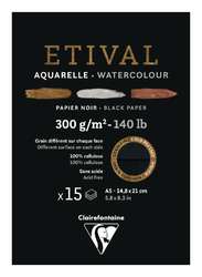 Clairefontaine | ETIVAL Watercolour BLACK PAPER — pads, A5, 15 sheets, glued