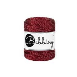 Bobbiny | 3 Ply Metallic Macramé Cord — 50 metres, 3 mm x 50 metres, Red