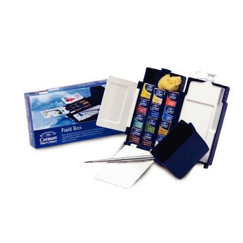 WINSOR & NEWTON™ | Cotman WATERCOLOUR™ Field Box — 12 half pans + accessories 