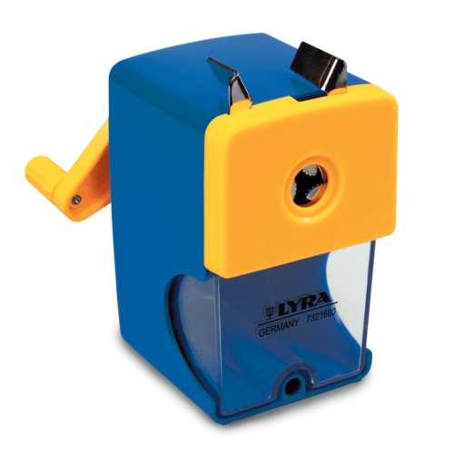 LYRA | Mechanical Pencil Sharpener — blue and yellow 