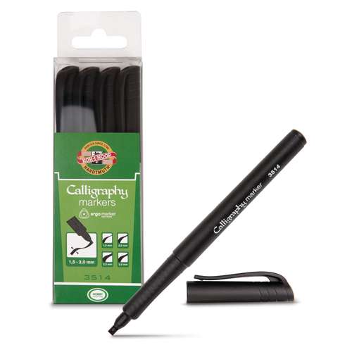 KOH-I-NOOR | Calligraphy Marker pack 3514 — 4 black markers 
