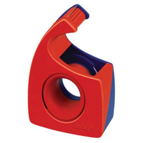 tesa® | Easy-Cut Hand Tape Dispenser — red & blue, for 10 metre rolls 