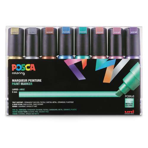 uni | POSCA Paint Marker set PC8K — 8 metallic colours 