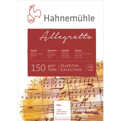 Hahnemuehle Allegretto Watercolour Painting Block, 10 sheets, 150gsm 