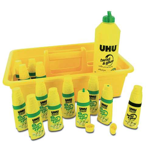 UHU® | twist & glue School set — 12 x 35 ml empty bottles + 1 x 810 ml refill bottle 