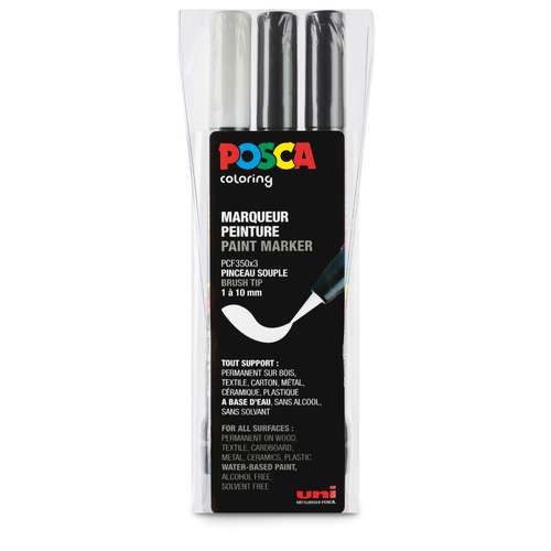 uni | POSCA Paint Marker set PCF350 — 3 black/white markers 