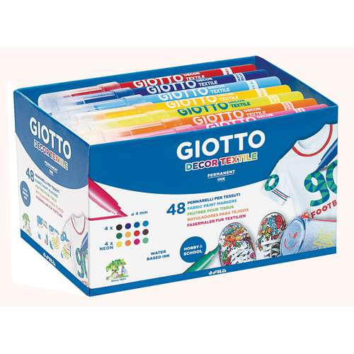 GIOTTO | DECOR Textile Fabric Art markers — school set of 48 