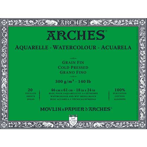 Arches Aquarelle Watercolour Blocks/Pads, 29.7 cm x 42 cm, satin, pad  (bound on one side) | 12960003
