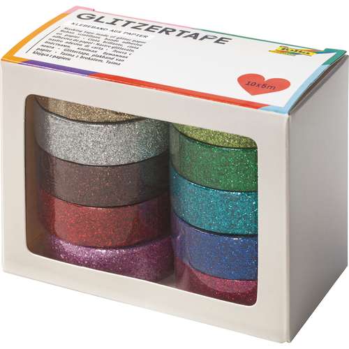 folia® | Self-Adhesive Glitzer Tape pack — 10 rolls 