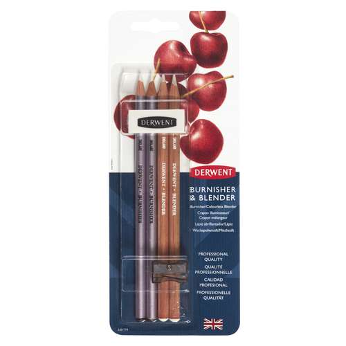 DERWENT | BURNISHER & BLENDER set — 4 pencils + accessories 