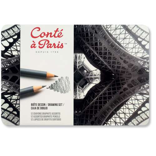 Conté à Paris™ | Drawing Set (Metal tin) — 12 pencils 