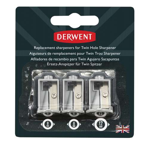 DERWENT | Replacement Blades for Twin Hole Sharpener — pack of 3 