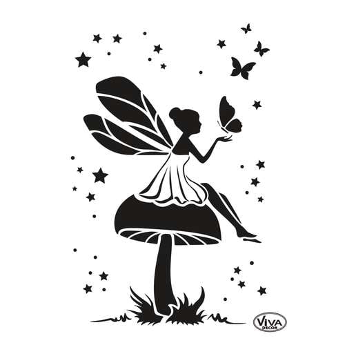 ViVA DECOR® | Universal Stencil — Fairy & Mushroom 
