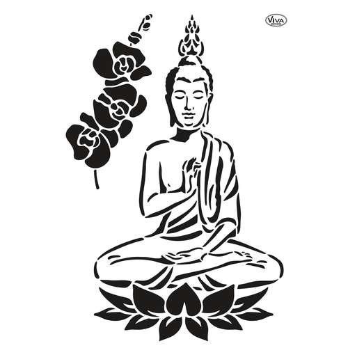 ViVA DECOR® | Universal Stencil — Buddah & Orchids 