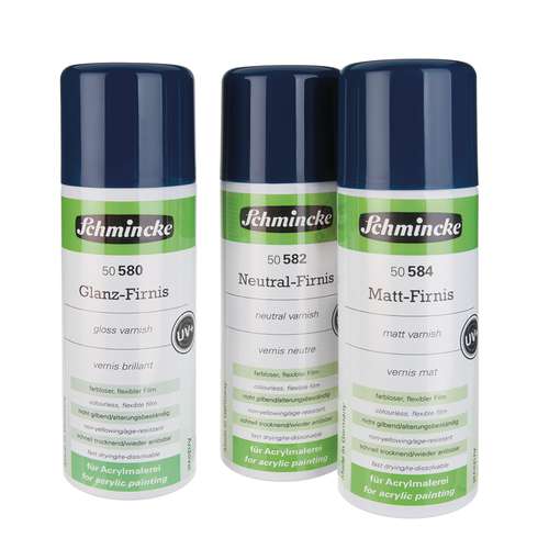Schmincke | Varnishes 580 • 582 • 584 — 300 ml aerosol cans 