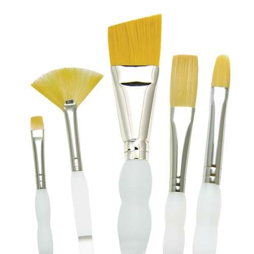 Royal & Langnickel® | SOFT-GRIP™ Golden Taklon Angled Brush Set — 5 brushes 