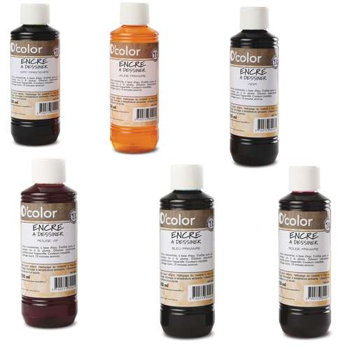 O'color | Drawing Ink Set — 6 x 250 ml bottles 