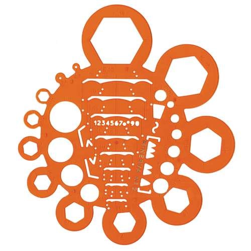 MINERVA | Nut and Bolt Template N° 2 — orange plastic 