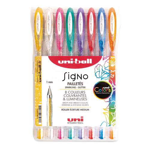 Uni-Ball Signo UM120SP Glitter 8 Gel Pen Set 