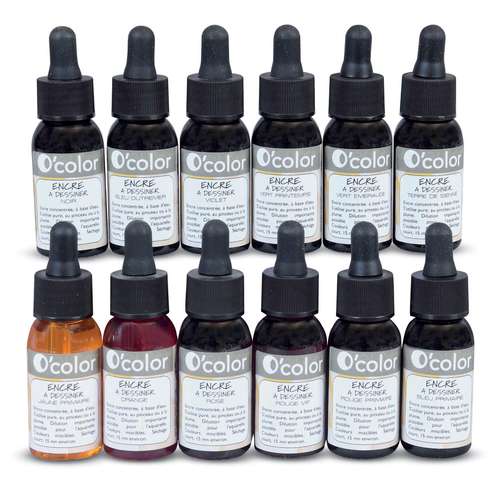 O'color | Drawing Ink Set — 12 x 30 ml bottles 