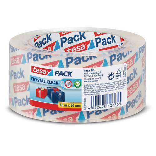 tesapack® | Crystal Clear Packing Tape — 66 metre roll 