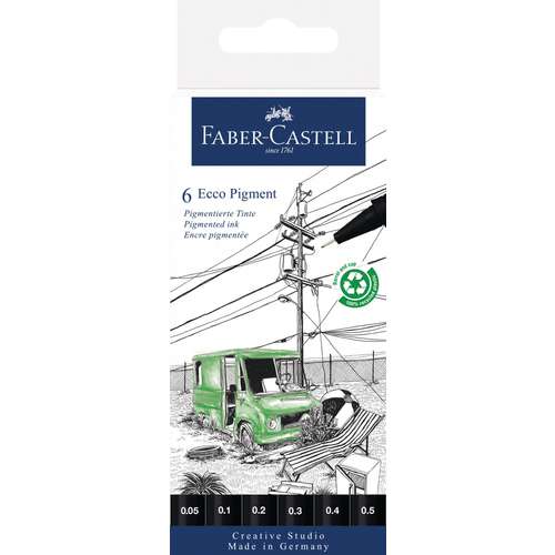 FABER-CASTELL | Ecco Pigment AllBlack Fineliner set — 6 pens 