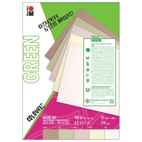 Marabu | GREEN Coloured Assorted Papers Pad — Nature Mix 