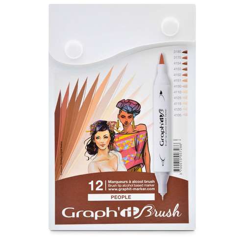Graph'it® | Brush & Extra fine Marker Set — 12 markers 'People' 
