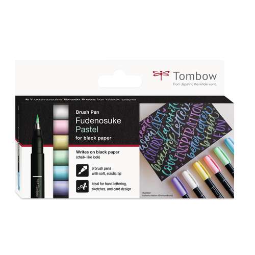 Tombow | Fudenosuke Pastel Brush Pen Set — 6 pens 
