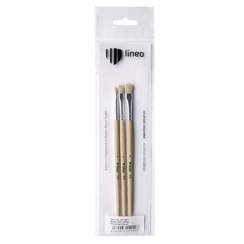 lineo | Series 518 Hobby Bristle Brush Set — 3 flat brushes 