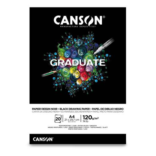CANSON® | GRADUATE BLACK DRAWING PAPER pad — 120 gsm 