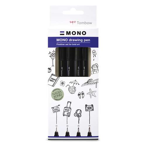 Tombow | MONO drawing pen Fineliner sets — 4 pens 