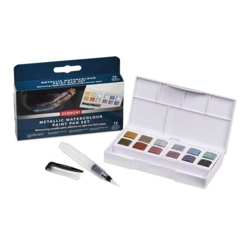 DERWENT | METALLIC WATERCOLOUR Paint Pan set — 12 pans 