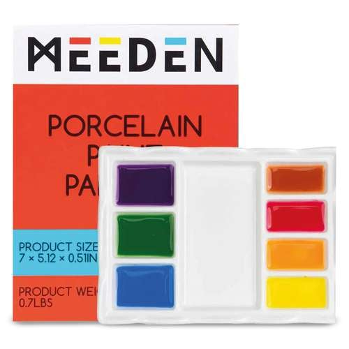 MEEDEN | Porcelain Mixing palette — rectangular ○ 7 + 1 wells 