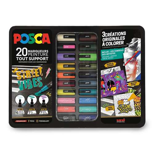 uni | POSCA STREET VIBES paint marker set — 20 markers in metal box 
