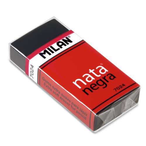 MILAN® | nata® negra 7024 black eraser ○ extra soft — plastic 