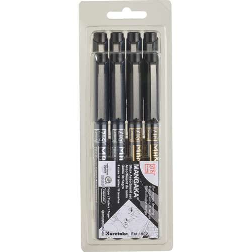 Kuretake | ZIG® Cartoonist™ Mangaka Black Assortment set — 8 black pens 