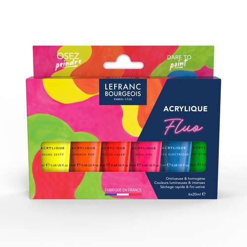 LEFRANC & BOURGEOIS | Fine Acrylics Fluorescent set — 6 × 20 ml tubes 