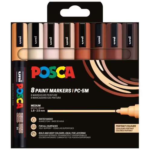 uni | POSCA PORTRAIT COLOUR set — 8 x PC-5M markers 